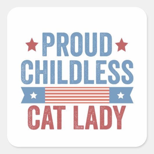 Kinderloze Kat Vrouw 2024 Vierkante Sticker (Voorkant)