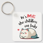 Kinderloze Kat Vrouw Schattig Sleutelhanger (Voorkant)