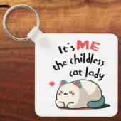Kinderloze Kat Vrouw Schattig Sleutelhanger (Voorkant)