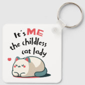Kinderloze Kat Vrouw Schattig Sleutelhanger (Achterkant)