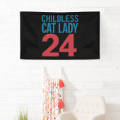 Kinderloze Kat Vrouw Stemming Verkiezing 2024 VS  Spandoek (Insitu)