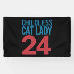 Kinderloze Kat Vrouw Stemming Verkiezing 2024 VS  Spandoek