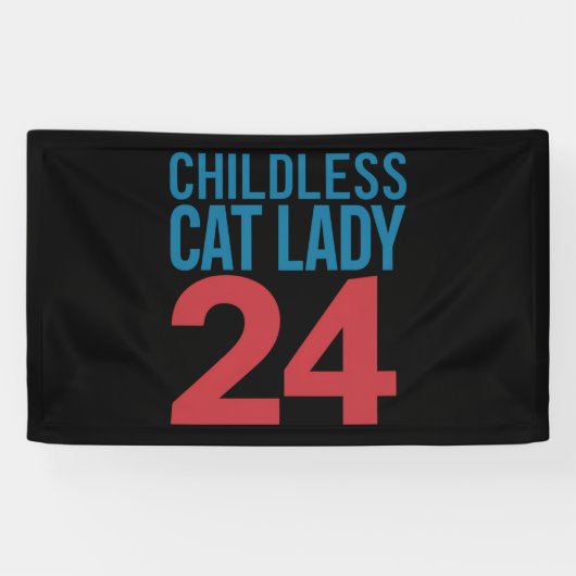 Kinderloze Kat Vrouw Stemming Verkiezing 2024 VS  Spandoek (Horizontaal)