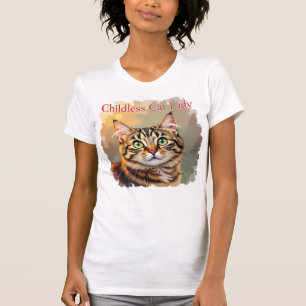 Kinderloze Kat Vrouw Tabby Charme Portret T-shirt