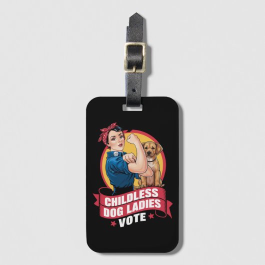 Kinderloze Kat Vrouwen Stemmen op Hond De Riveter Bagagelabel (Voorkant (verticaal))