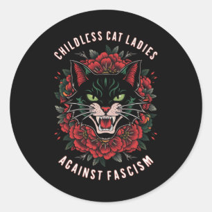 Kinderloze Kat Vrouwen Tegen Fascisme Ronde Sticker
