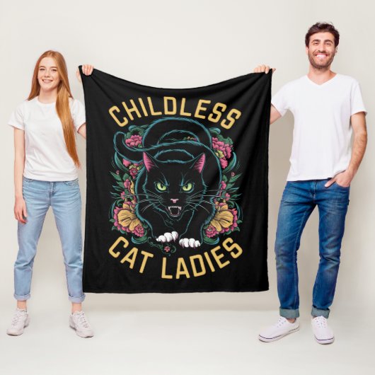 Kinderloze Katten Dames 2024 Feministisch Fleece Deken (In situ)