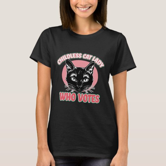 Kinderloze kattendame die stemt op T-shirt Grappig (Voorkant)