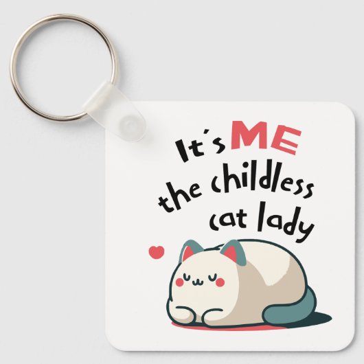 Kinderloze kattendame Schattige Sleutelhanger (Voorkant)
