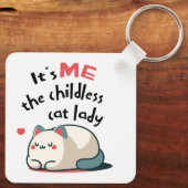 Kinderloze kattendame Schattige Sleutelhanger (Achterkant)