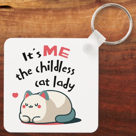 Kinderloze kattendame Schattige Sleutelhanger (Achterkant)