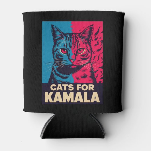 Kinderloze kattendame stemt Kamala Harris 2024 Blikjeskoeler (Voorkant)
