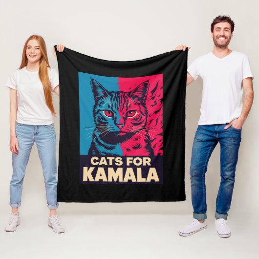 Kinderloze kattendame stemt Kamala Harris 2024 Fleece Deken (In situ)