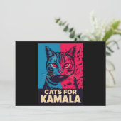 Kinderloze kattendame stemt Kamala Harris 2024 Kaart (Staand voorkant)