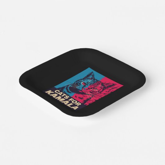 Kinderloze kattendame stemt Kamala Harris 2024 Papieren Bordje (Gebogen)