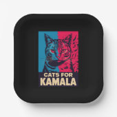 Kinderloze kattendame stemt Kamala Harris 2024 Papieren Bordje (Voorkant)