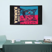 Kinderloze kattendame stemt Kamala Harris 2024 Spandoek (Beurs)