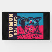 Kinderloze kattendame stemt Kamala Harris 2024 Spandoek (Horizontaal)