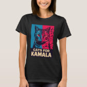 Kinderloze kattendame stemt Kamala Harris 2024 T-shirt (Voorkant)