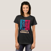 Kinderloze kattendame stemt Kamala Harris 2024 T-shirt (Voorkant volledig)