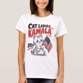Kinderloze kattendame voor Kamala Harris 2024 T-shirt (Voorkant)