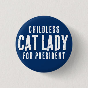 Kinderloze kattendame voor president Kamala Harris Ronde Button 3,2 Cm