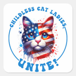 Kinderloze kattendames verenigen Kamala Harris Vierkante Sticker