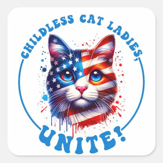 Kinderloze kattendames verenigen Kamala Harris Vierkante Sticker (Voorkant)