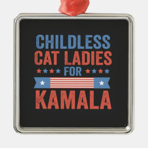 Kinderloze Kattendames voor Kamala 2024 Metalen Ornament