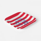 Kinderloze Kattendames voor Kamala 2024 Red Stripe Papieren Bordje (Gebogen)