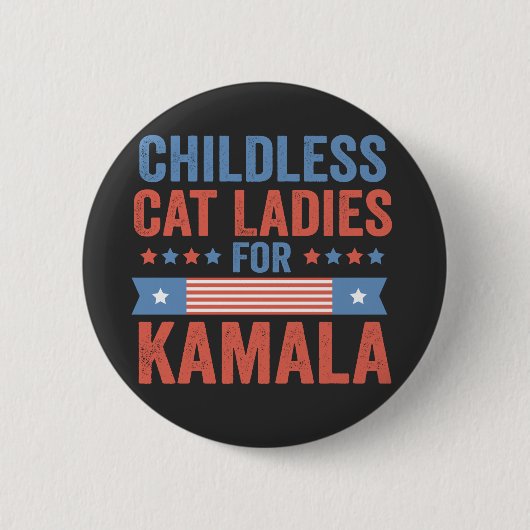 Kinderloze Kattendames voor Kamala 2024 Ronde Button 5,7 Cm (Voorkant)