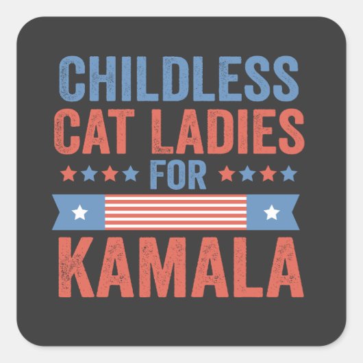 Kinderloze Kattendames voor Kamala 2024 Vierkante Sticker (Voorkant)