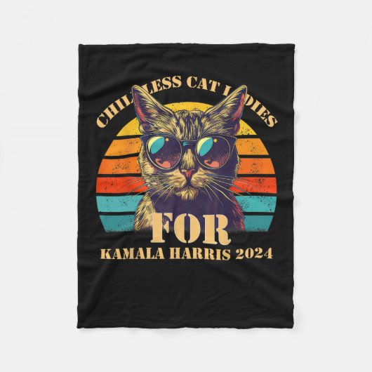 kinderloze kattendames voor Kamala Harris 202 Fleece Deken (Voorkant)