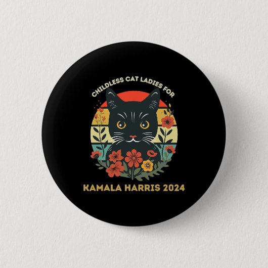  kinderloze kattendames voor Kamala Harris 202 Ronde Button 5,7 Cm (Voorkant)