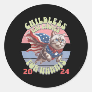 kinderloze kattendames voor Kamala Harris 202 Ronde Sticker