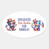 KINDERLOZE KATTENDAMES VOOR KAMALA OVALE STICKER (Voorkant)