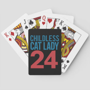Kinderloze Kattenvrouw Stemming Verkiezing 2024 VS Pokerkaarten