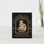 Kinderloze kattenvrouw tegen patriarchaat feminist kaart (Voorkant)