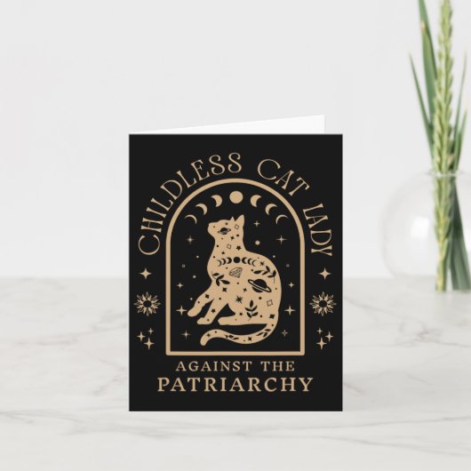Kinderloze kattenvrouw tegen patriarchaat feminist kaart (Voorkant)