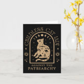 Kinderloze kattenvrouw tegen patriarchaat feminist kaart (Gele Bloem)