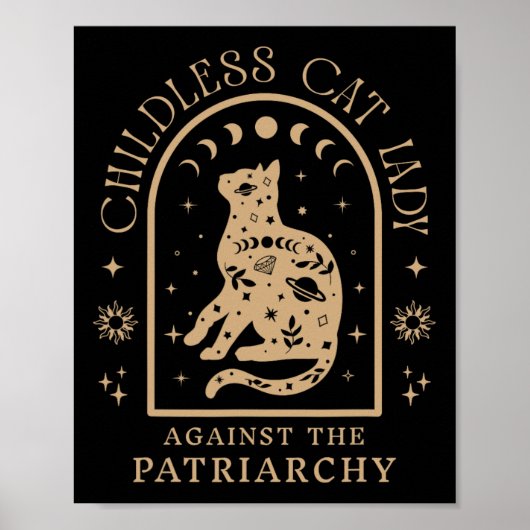 Kinderloze kattenvrouw tegen patriarchaat feminist poster (Voorkant)