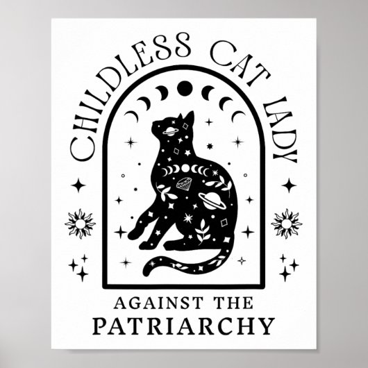 Kinderloze kattenvrouw tegen patriarchaat feminist poster (Voorkant)