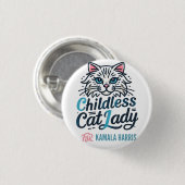 Kinderloze kattenvrouw voor Kamala Harris Ronde Button 3,2 Cm (Voorkant /achterkant)