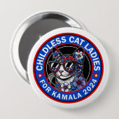 Kinderloze Kattenvrouwen Stem Kamala US 2024 Dems Ronde Button 4,0 Cm (Voorkant /achterkant)