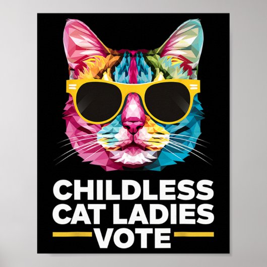 Kinderloze kattenvrouwen stemmen blauw 1  poster (Voorkant)