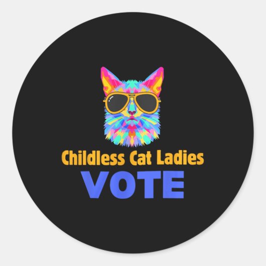 Kinderloze kattenvrouwen stemmen blauw ronde sticker (Voorkant)