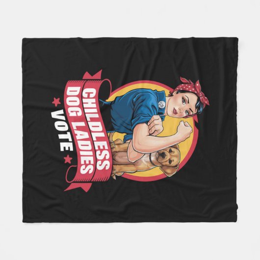 Kinderloze Kattenvrouwen Stemmen Hond De Riveter H Fleece Deken (Voorkant (Horizontaal))