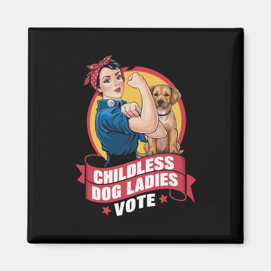 Kinderloze kattenvrouwen stemmen hond The Riveter- Magneet (Voorkant)