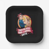 Kinderloze kattenvrouwen stemmen hond The Riveter- Papieren Bordje (Voorkant)