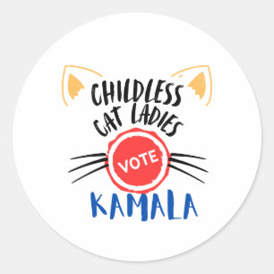 Kinderloze Kattenvrouwen Stemmen Kamala Ronde Stic Ronde Sticker
